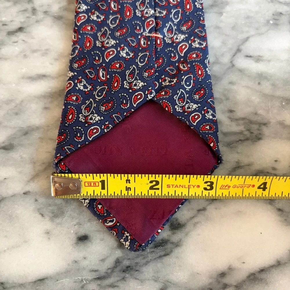 JOHN WEITZ Men's Paisley Silk Necktie Blue Red White‎ Formal Business Mens